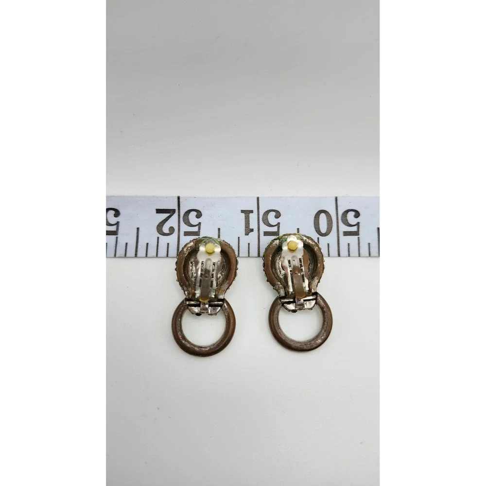 Kenneth Jay Lane Avon Leopard Clip Earrings Door Knocker Rhinestones VTG Jewelry - Picture 2 of 8